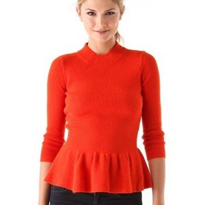 Tory Burch ribbed peplum cowl neck sweater